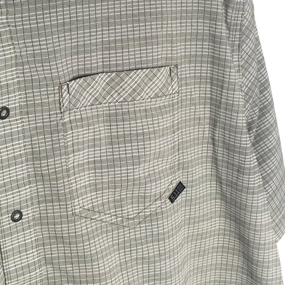 5.11 Tactical Shirt Mens Extra Large Gray Plaid Short Sleeve Button Up Outdoor - Picture 4 of 13